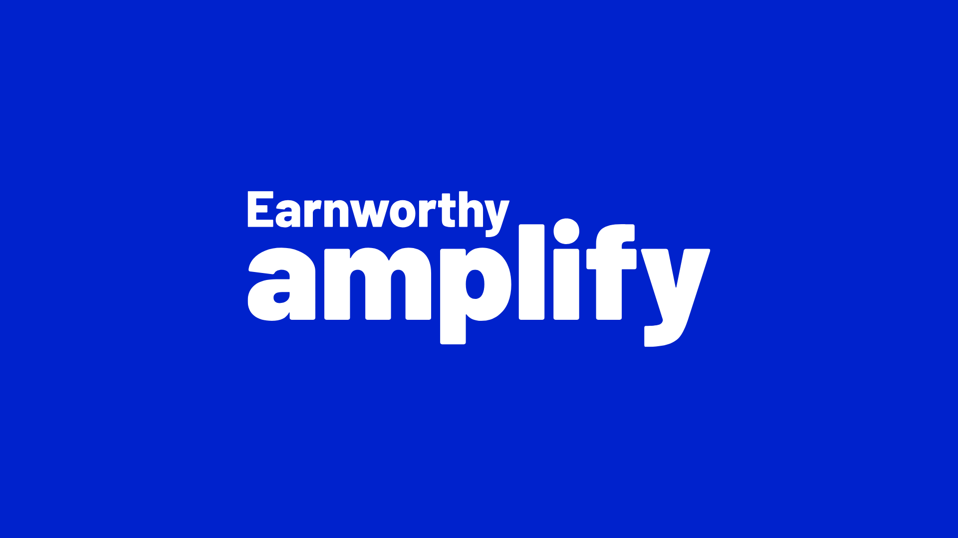 Earnworthy Amplify logo on a blue background