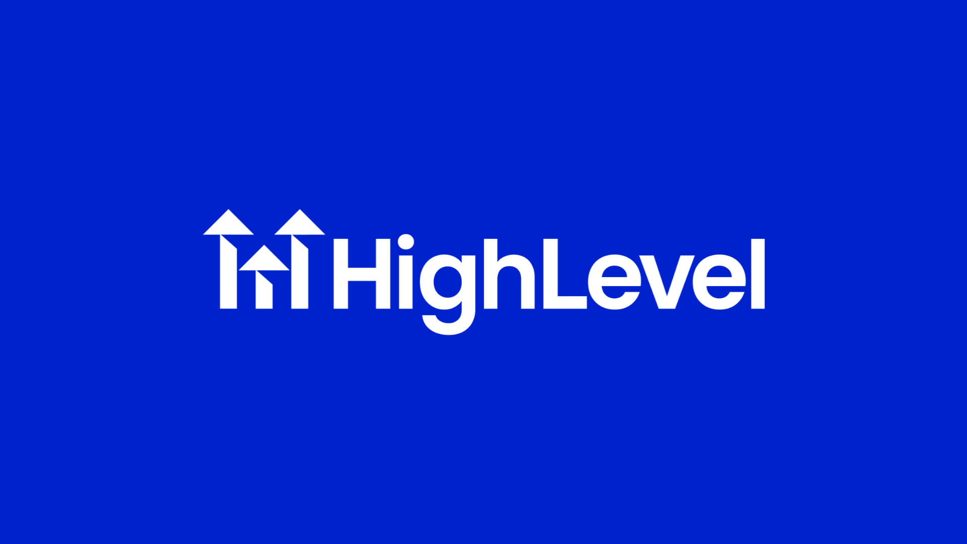HighLevel logo on a blue background