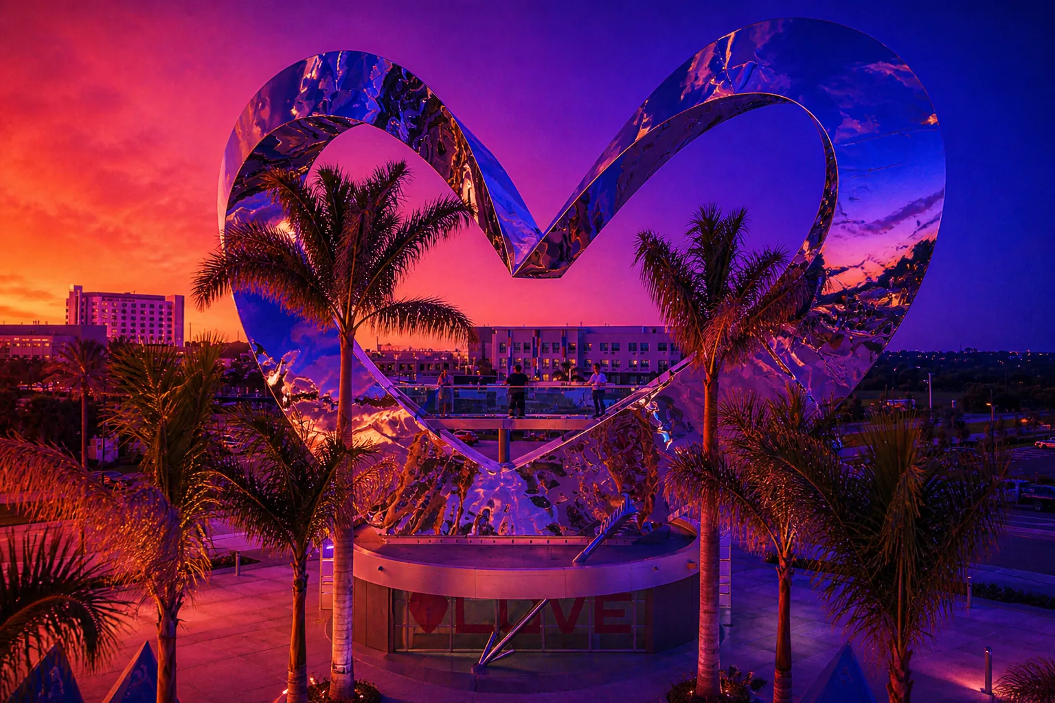 Port St. Lucie love sculpture at sunset